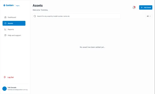 Empty assets list before adding an asset