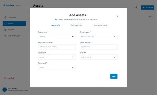 Add asset step 1: asset info
