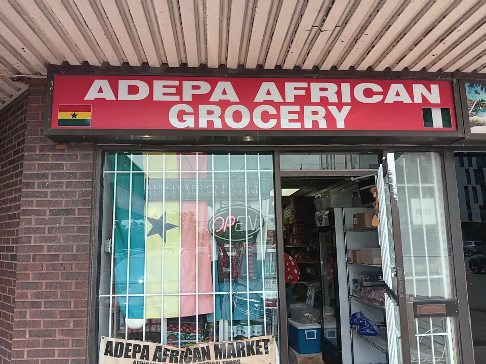 Shelves stocked with African grocery products